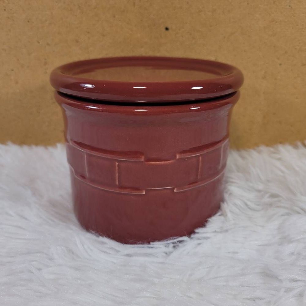Vintage Longaberger Paprika Pint Salt Crock with Lid